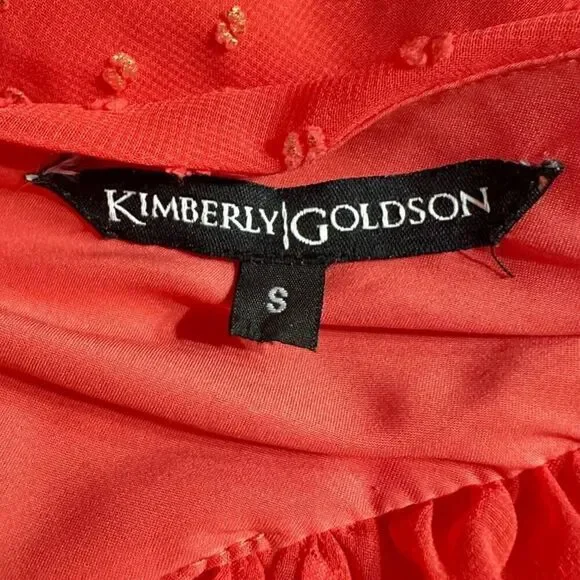 Kimberly Goldson Lesli Clip Dot Long Sleeve Maxi Dress Women's Small Coral NWOT - Picture 11 of 12